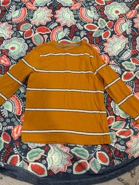 Old Navy Mustard Striped Long Sleeve Crewneck Top